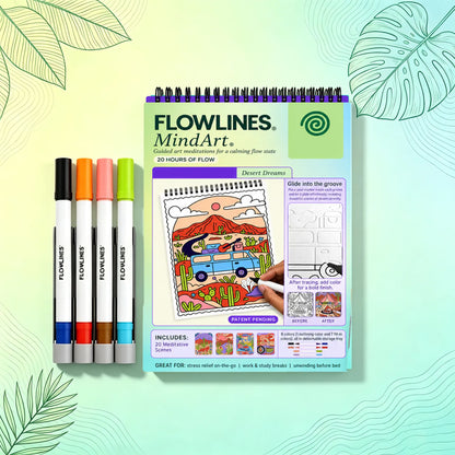 🌿  Guided Flow Art Coloring Pad with Double-Sided Markers 🎨