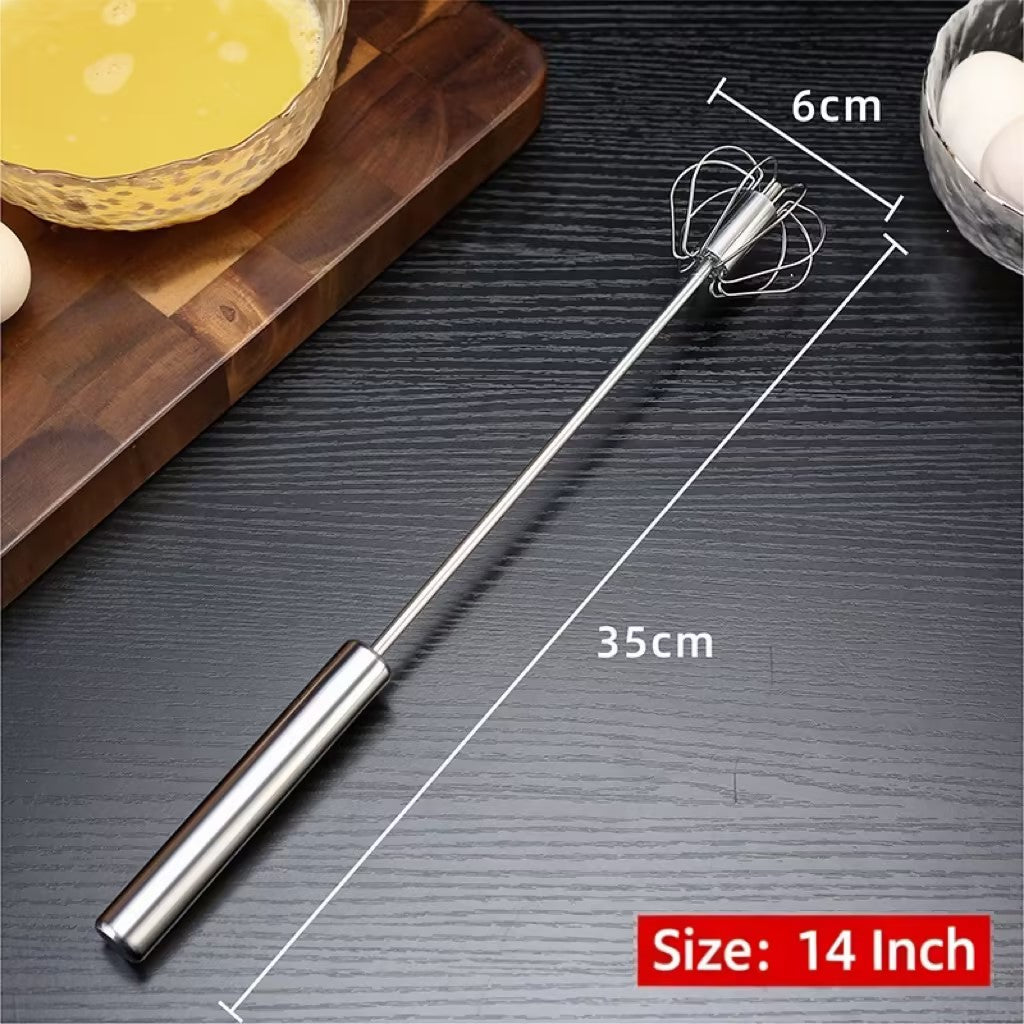 🥄✨ Stainless Steel Hand-Push Rotary Whisk – Effortless Mixing in Seconds!