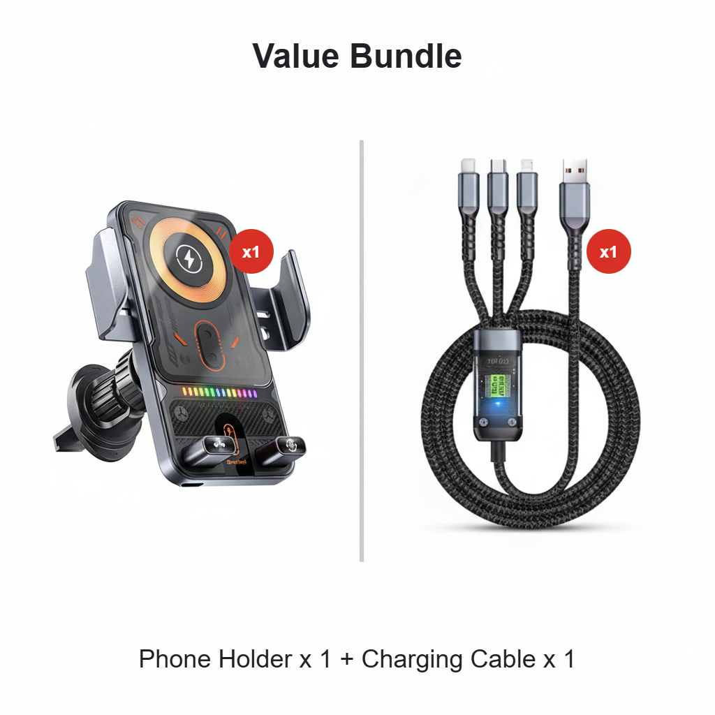 🔥HOT SALE 50% OFF🎁⚡Over 50K sold! 📱Smart 2-in-1 Car Rotating Mobile Phone Holder & Wireless Charger⚡