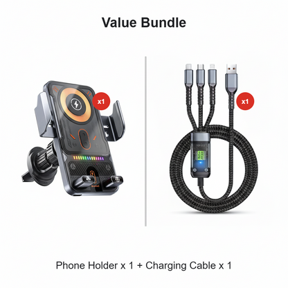 🔥HOT SALE 50% OFF🎁⚡Over 50K sold! 📱Smart 2-in-1 Car Rotating Mobile Phone Holder & Wireless Charger⚡