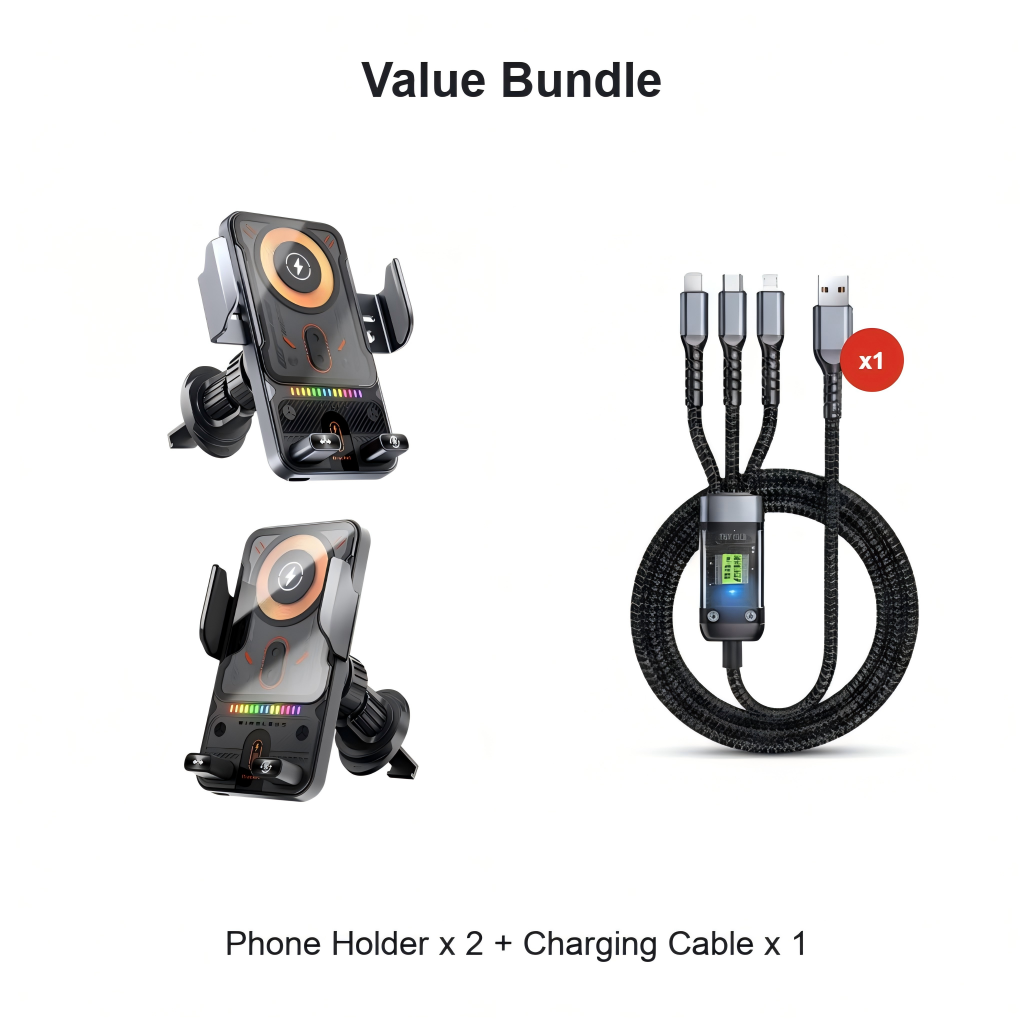🔥HOT SALE 50% OFF🎁⚡Over 50K sold! 📱Smart 2-in-1 Car Rotating Mobile Phone Holder & Wireless Charger⚡