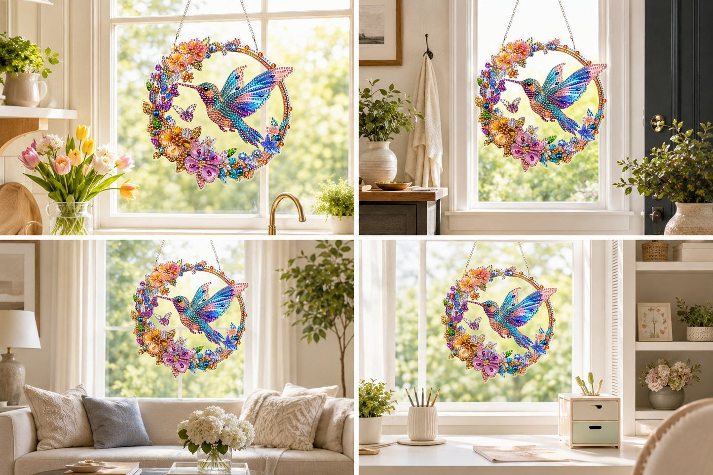 💥 Hummingbird Diamond Art Hanging Ornament Kit – Sparkling DIY Window Ornament 🐦✨