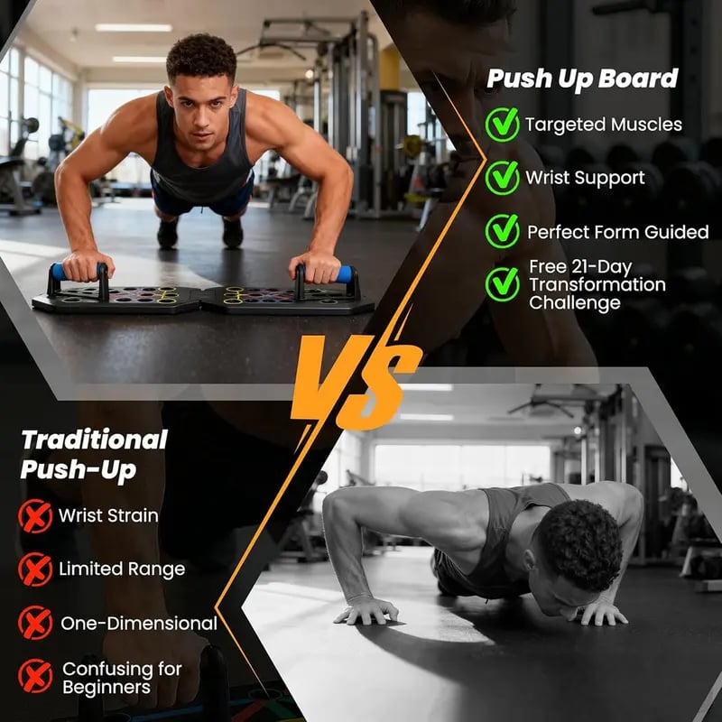🔥Enhanced Push-up Board Fitness Kit with 30 Holes-Portable Home Exercise Equipment