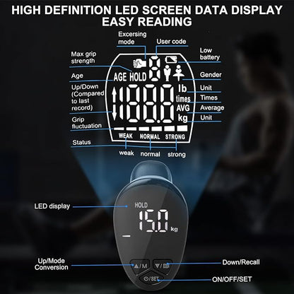 Digital Hand Dynamometer with Adjustable Grip and Backlit Display