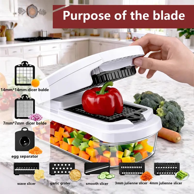 🥕15-in-1 Vegetable Chopper | Multifunctional Food Cutter with Container