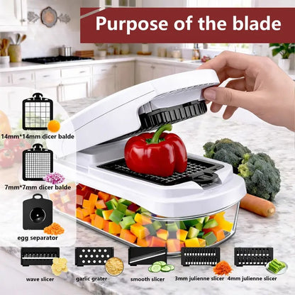 🥕15-in-1 Vegetable Chopper | Multifunctional Food Cutter with Container