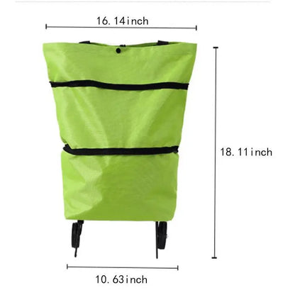2-in-1 Foldable Shopping Cart Lightweight with Wheels