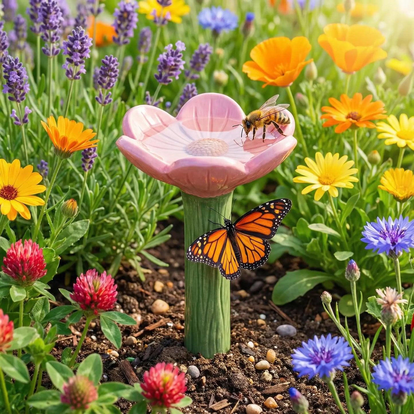 🐝Estación de agua para abejas con forma de flor💧