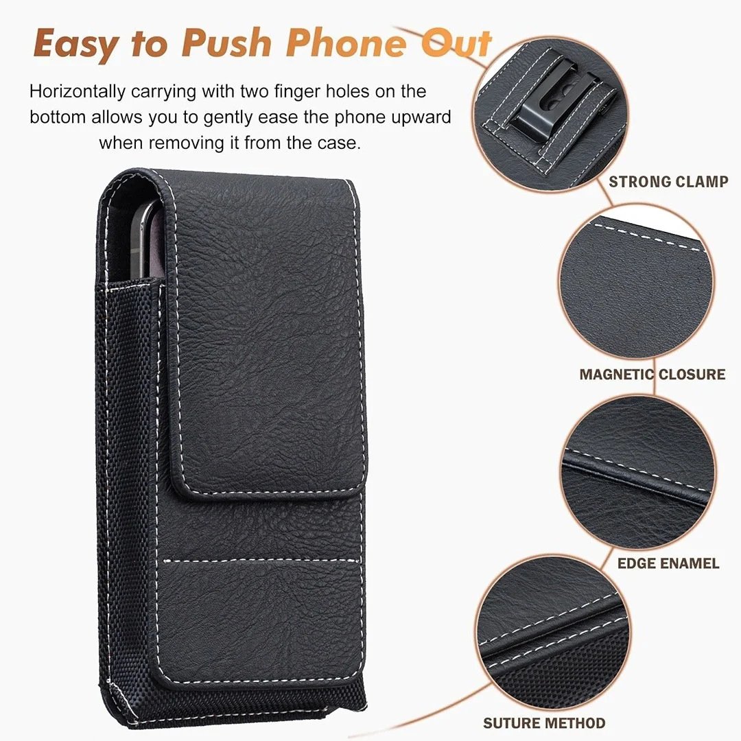 🔥Waist Belt Cell Phone Pouch 📱 Multi-Pocket Leather Holster with Card Holder