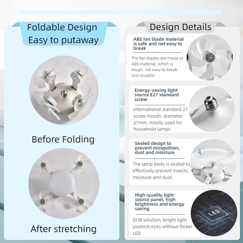 Luz de ventilador de techo LED 2 en 1 con control remoto