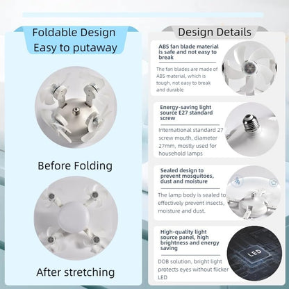 Luz de ventilador de techo LED 2 en 1 con control remoto