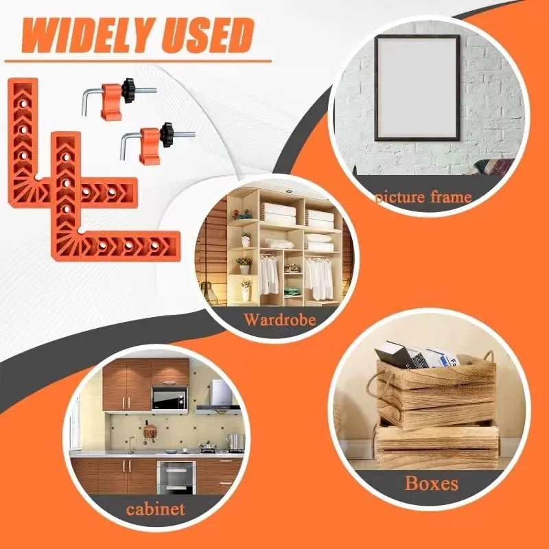 🔧90 Degree Corner Clamp & Positioning Square Set - (3" 4")inch x 8 Right Angle Clamp with 8 Clamp ABS Plastic L-Shaped Tool
