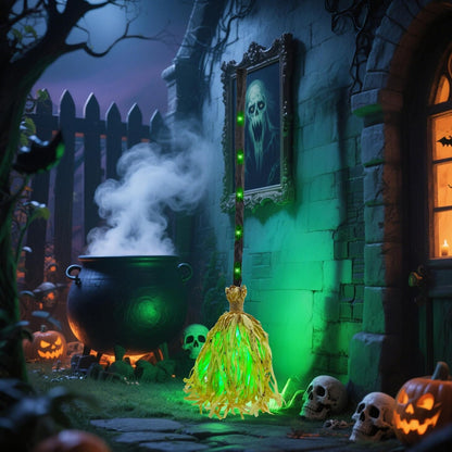 Animated Halloween Witch Broom with Lights, Sound and Motion Decor