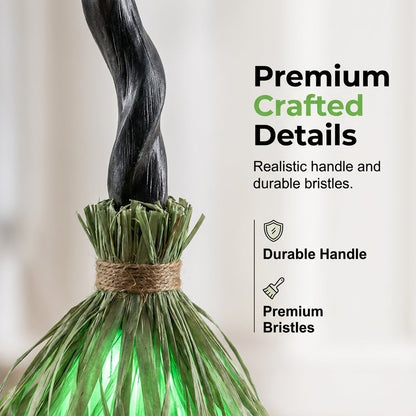 Animated Halloween Witch Broom with Lights, Sound and Motion Decor