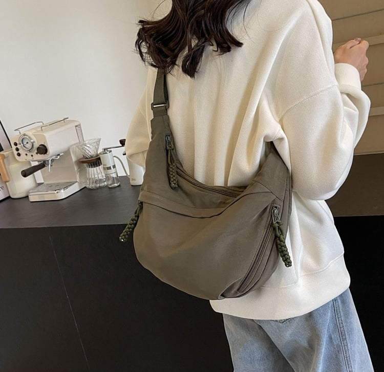 🏆5k sold this week!👜Women's Fashion Plain Color Nylon Crossbody Hobo Bag