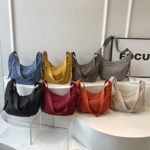 🏆5k sold this week!👜Women's Fashion Plain Color Nylon Crossbody Hobo Bag
