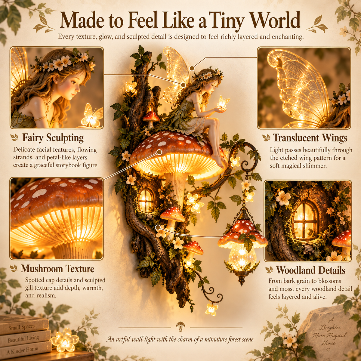 ⏰Limited Stock 50% OFF - Enchanted Mushroom Fairy Wall Light🧚✨  🍄🌿