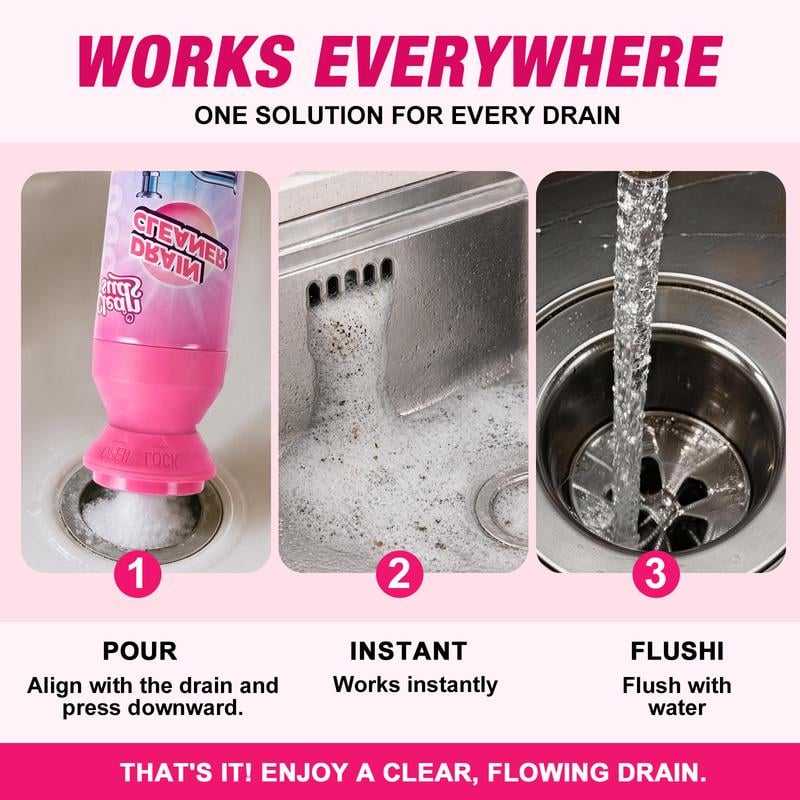 Household Safe Foam Mousse Drain Cleaner - Clog Remover, Deodorizer for Kitchen Drains and Sinks
