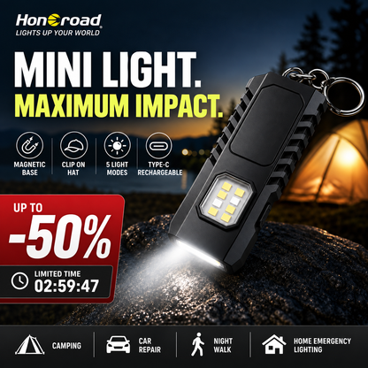🔦 Mini LED Keychain Flashlight ✨ USB Rechargeable Powerful Torch | 🧲 Magnetic Work Light | 🧢 Cap Light | 🚶 Night Safety Light | ⚡ Multifunctional Emergency Outdoor Lighting Device