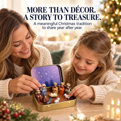 ✨ Portable Mini Nativity Scene in Keepsake Tin – Pocket-Size Christmas Manger Set