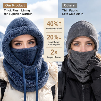2026 Women's Fleece Hooded Winter Cycling Mask and Hat for Cold Weather