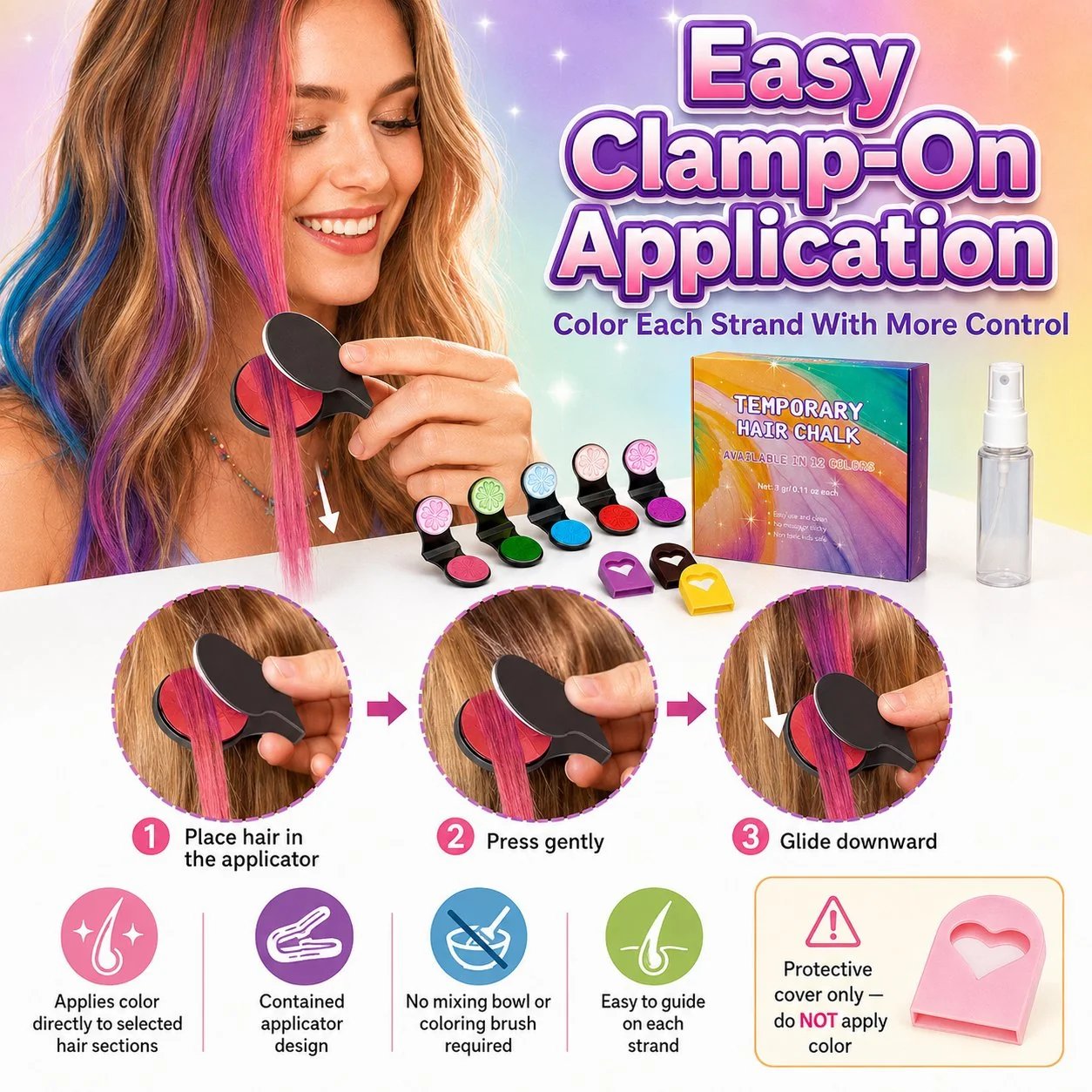 🔥50% OFF - 🌈12-Color Temporary Hair Chalk Applicator Set