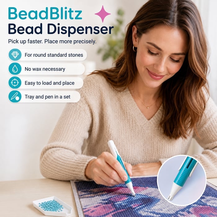 🔥💎 Automatic Diamond Painting Bead dispenser | Wax-Free Round Drill Pen for Faster, Easier Crafting ✨