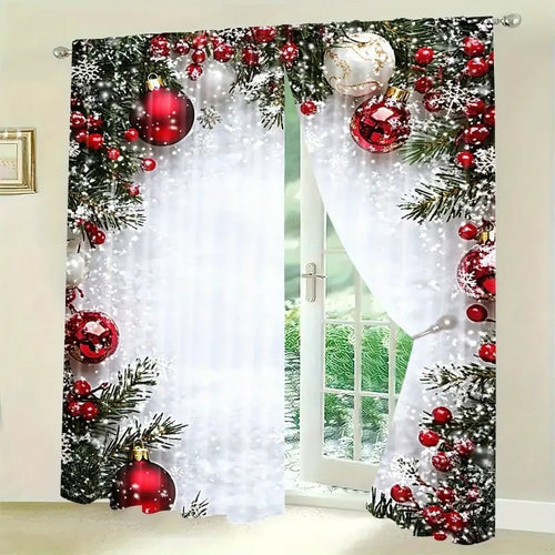 Christmas ball holiday printed curtains