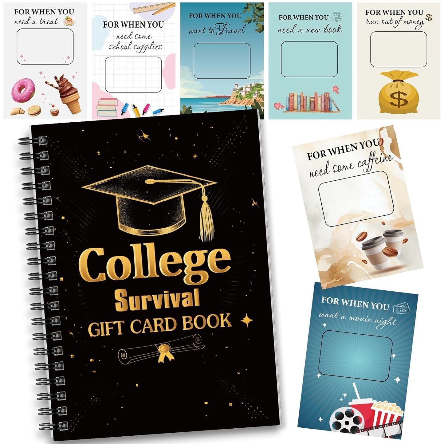 🎓📚Libro de tarjetas de regalo de supervivencia universitaria 🎁Sorpresas en cada página📚Tapa dura y línea de durabilidad