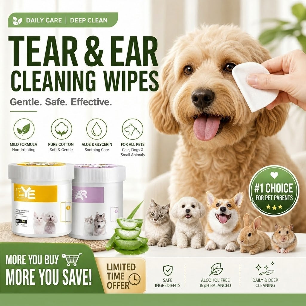 Natural Plant-Based Cleaning Wipes for Pet Eyes and Ears