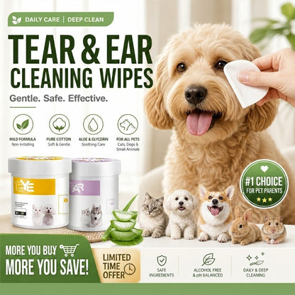 Natural Plant-Based Cleaning Wipes for Pet Eyes and Ears