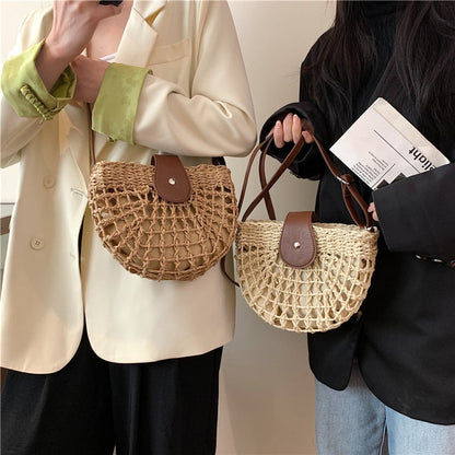 🔥49% OFF✨Women's Boho Semicircular Shape Hollow out Straw Bag