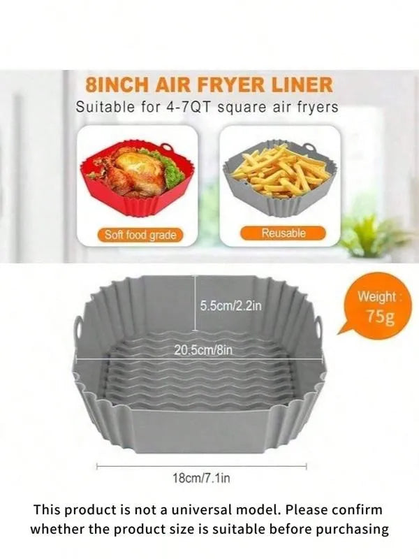 🔥✨Reusable Silicone Air Fryer Liner, 8 Inches