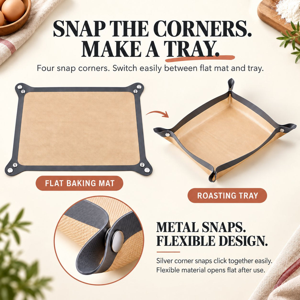 🍪 2-in-1 Foldable Silicone Baking Tray