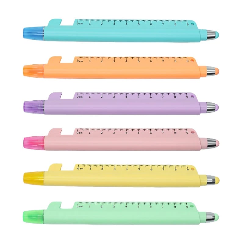 5-in-1 Multifunction Ruler Stylus Pen – 0.5mm Writing & Marker Tool