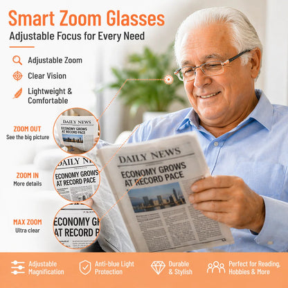 👓🌄Smart Zoom Multifocal Glasses – Clear Near & Far Vision, All in One