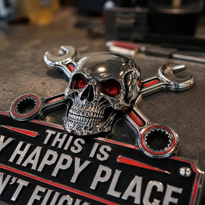 💀"This Is My Happy Place" Garage Wall Sign