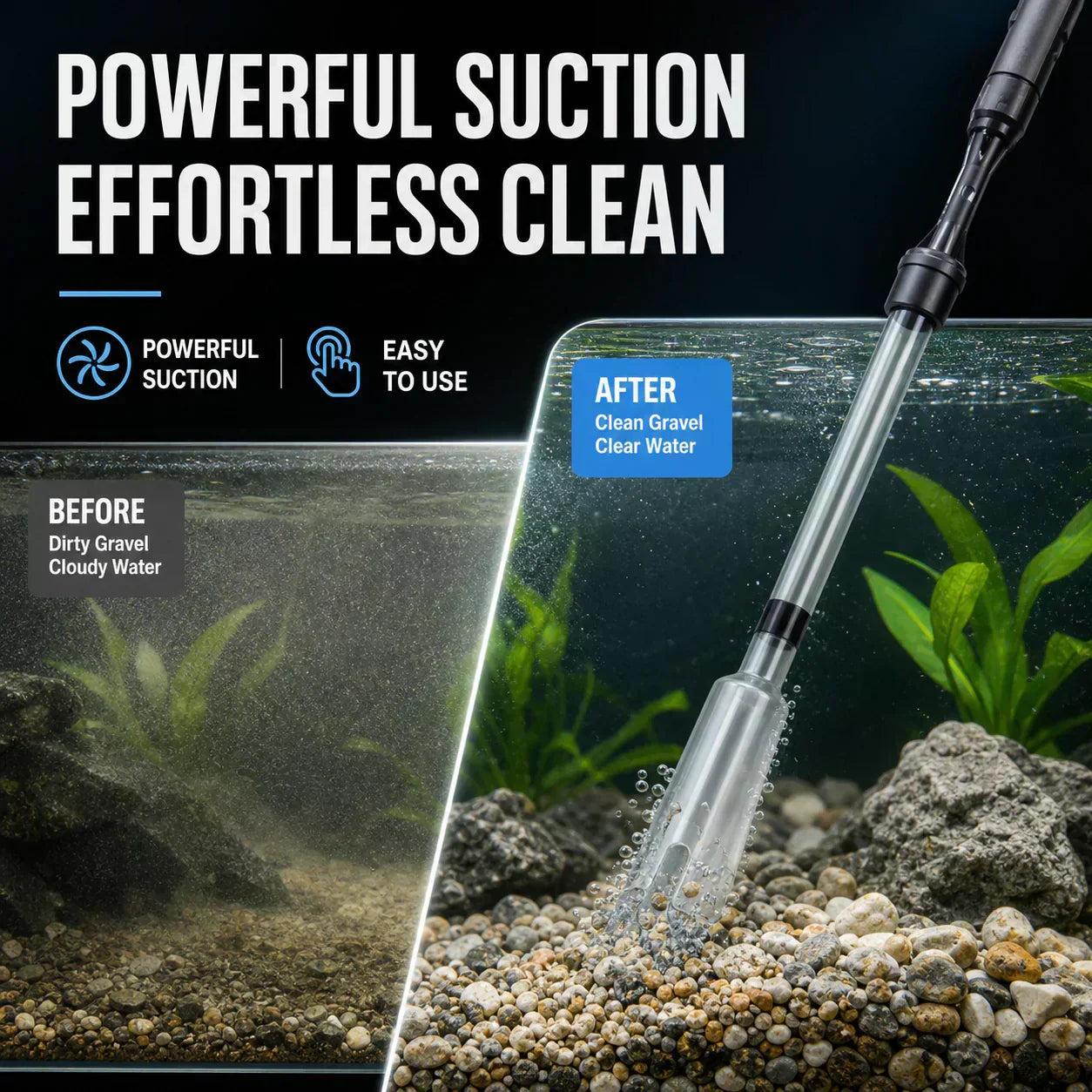 🥳2026 HOT SALE🥳💞50K+ SOLD!🐠Electric Aquarium Gravel Cleaner – Battery‑powered, no manual pumping. Adjustable tube length fits small to large tanks. Clean gravel & change water with ease! 🧹✨
