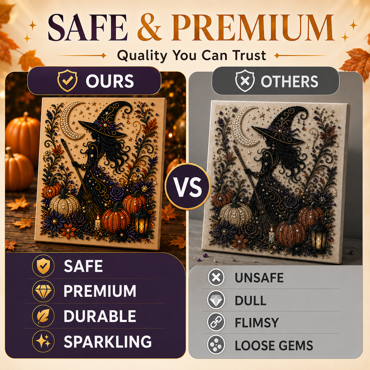 🎃 Mystical Witch & Pumpkin 5D Diamond Painting Kit