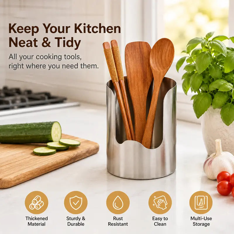 🔥50% OFF🍳 Thickened Stainless Steel Utensil Organizer, Rust Resistant Easy to Clean