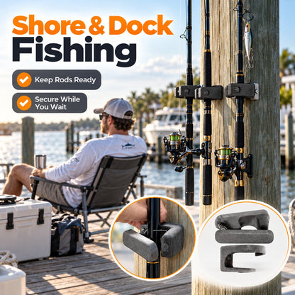 Marine Grade Fishing Rod Mount | Space Saving Wall & Rail Holder