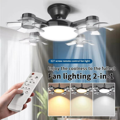 Luz de ventilador de techo LED 2 en 1 con control remoto