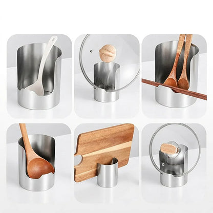 🥳2026 HOT SALE🥳💞50K+ SOLD!🍳🧑‍🍳 ! Multi-Functional Kitchen Utensil Holder – Holds pot lids, spatulas & cutting boards. Thickened stainless steel, space‐saving. 🛡️✨