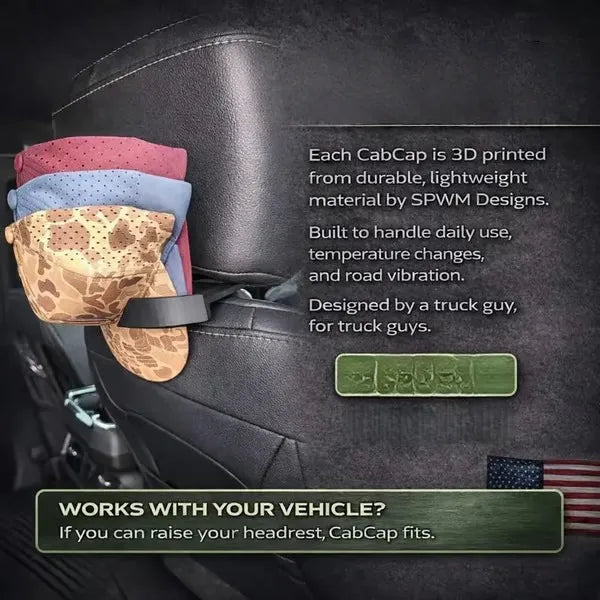 Universal Headrest Hat Holder for Trucks Cars & SUVs | Holds 5 Hats