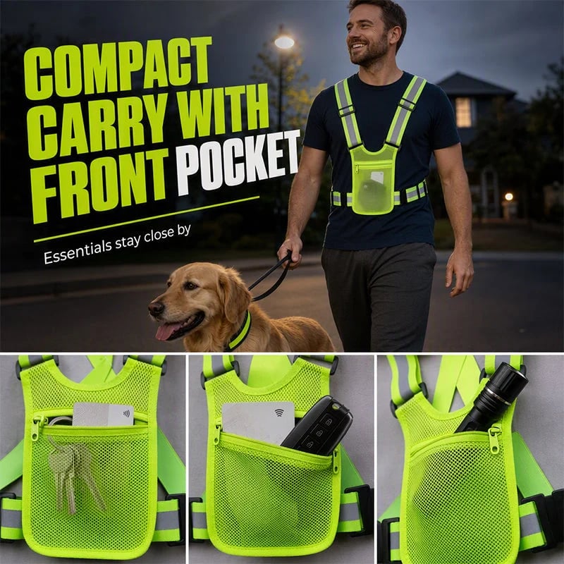 🔥High Visibility Reflective Vest Adjustable Safety Running Gear with Pocket
