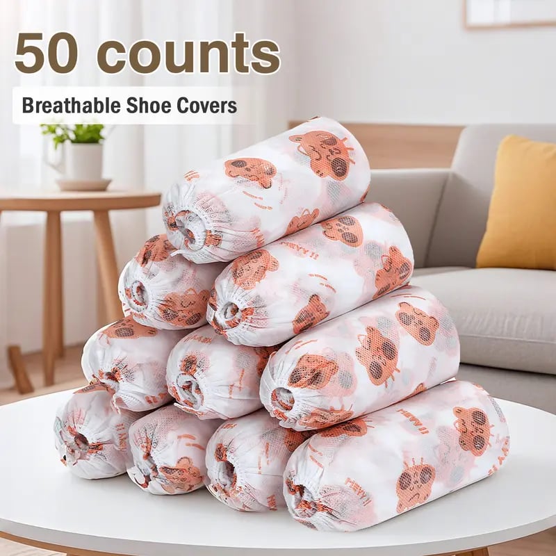 50 counts Disposable Thickened Cartoon Shoe Covers