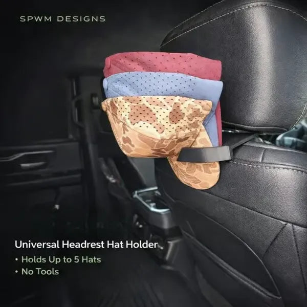 Universal Headrest Hat Holder for Trucks Cars & SUVs | Holds 5 Hats