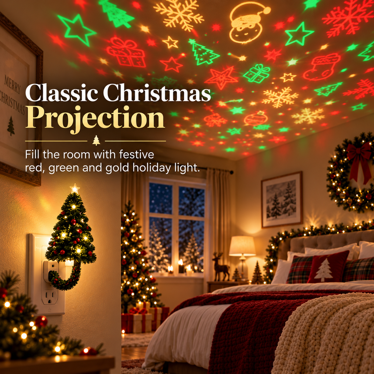【 Limited 5% discount🎄& Free Shipping🎁】Christmas Tree Projector Night Light✨