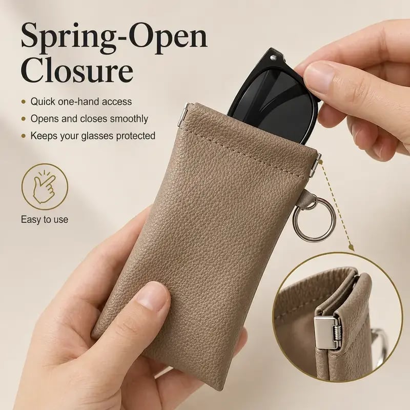 👜 Elastic Opening PU Leather Sunglasses Pouch Soft Portable Anti‑Scratch Eyeglasses Storage Protective Bag