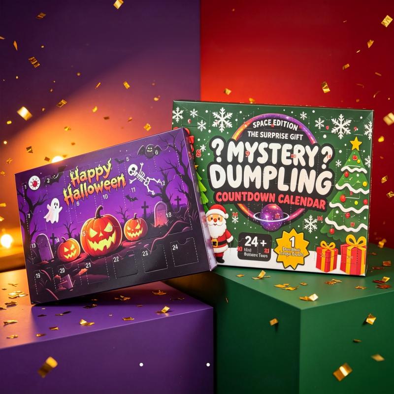Christmas Squishy Advent Calendar Bundle | Halloween & Holiday Fidget Toy Countdown Calendars, 24 Surprise Squishies Each